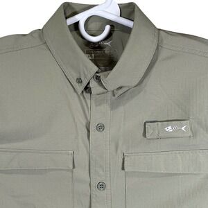 Silver Bait Mens Medium Beige Ripstop Fishing Shirt UPF 50+ Long Sleeve Vented